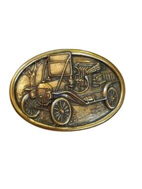 Vintage Avon Belt Buckle Classic Model T Car Oval Shape Brass Finish Collectible
